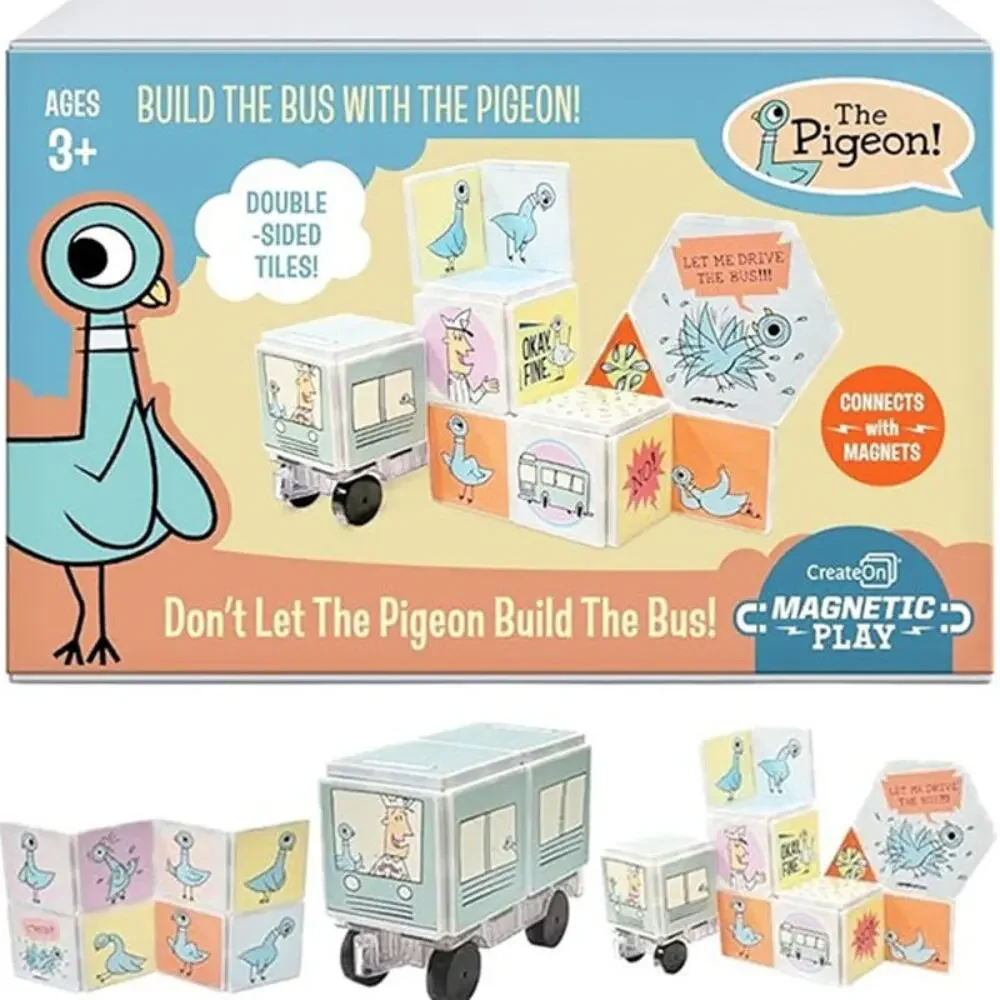 CreateOn Mo Willems Don't Let the Pigeon Build the Bus! Magnetic Tile Set NEW